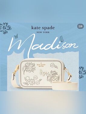 NWT Kate Spade KK958 Madison Perforated Camera Bag Crossbody In Meringue